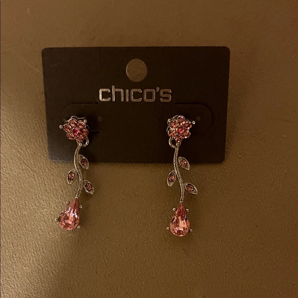 Pink Floral Drop Earrings